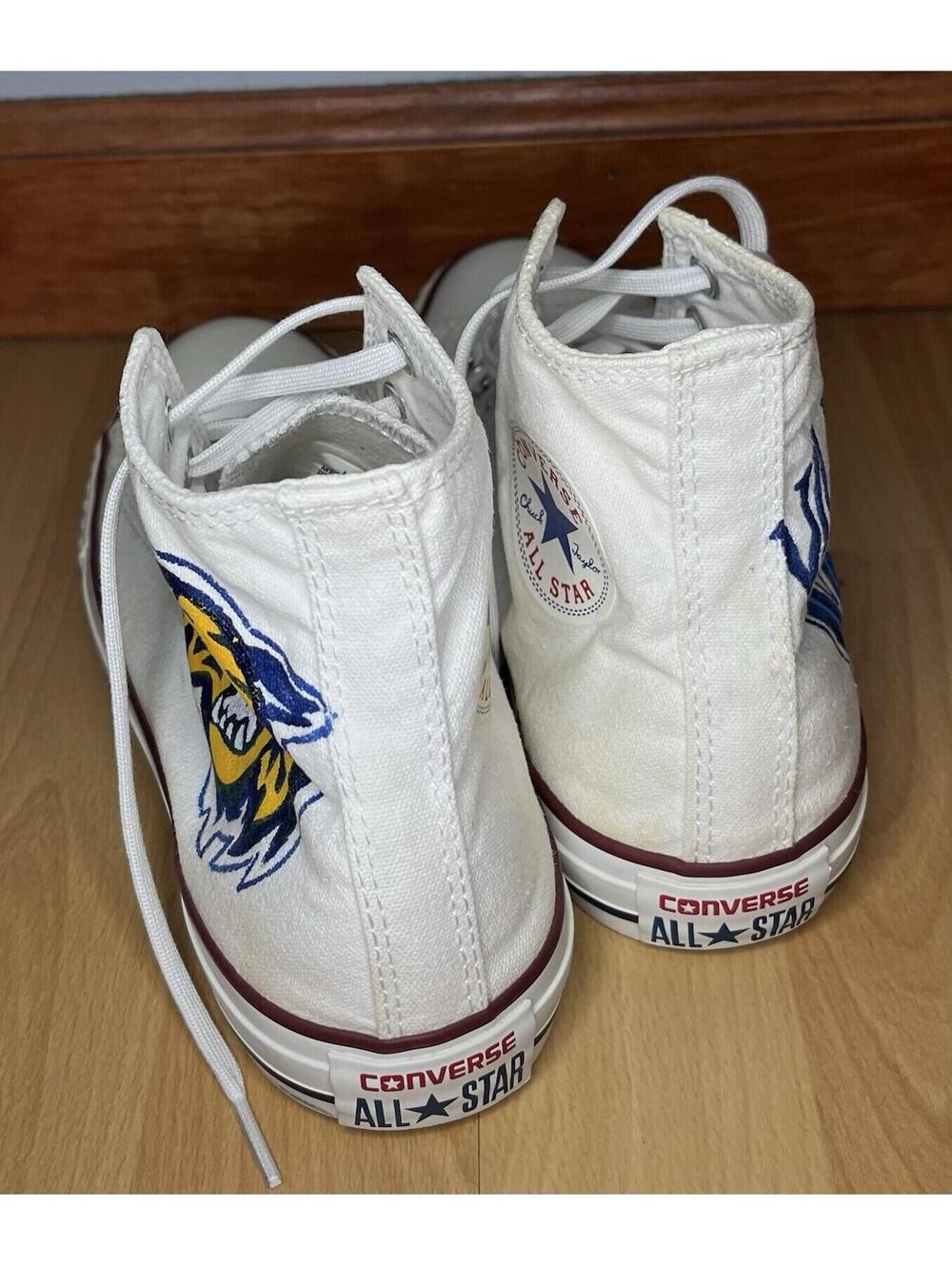 Converse Canvas Hi-Top Villanova Hand Painted Sneakers M 7 W 9 One Of A Kind! - Picture 3 of 9